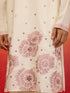 Men's Onion Silk Blend Embroidered Kurta with Cream Pyjama